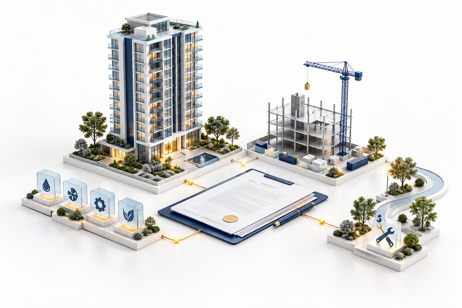 Property and construction models connected to leasing and facilities workflows.