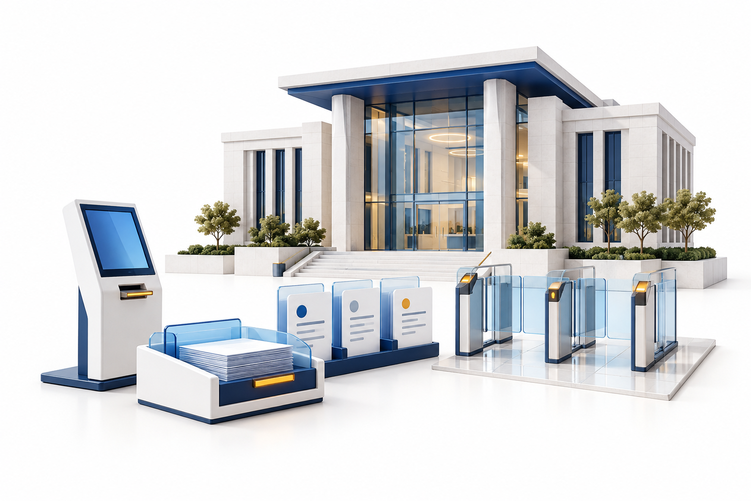 A civic service center connected to application intake and case tracking.