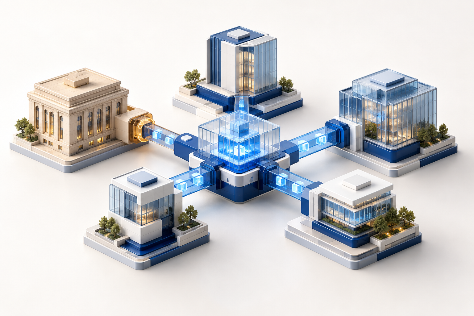 Business systems connected through a shared integration layer.